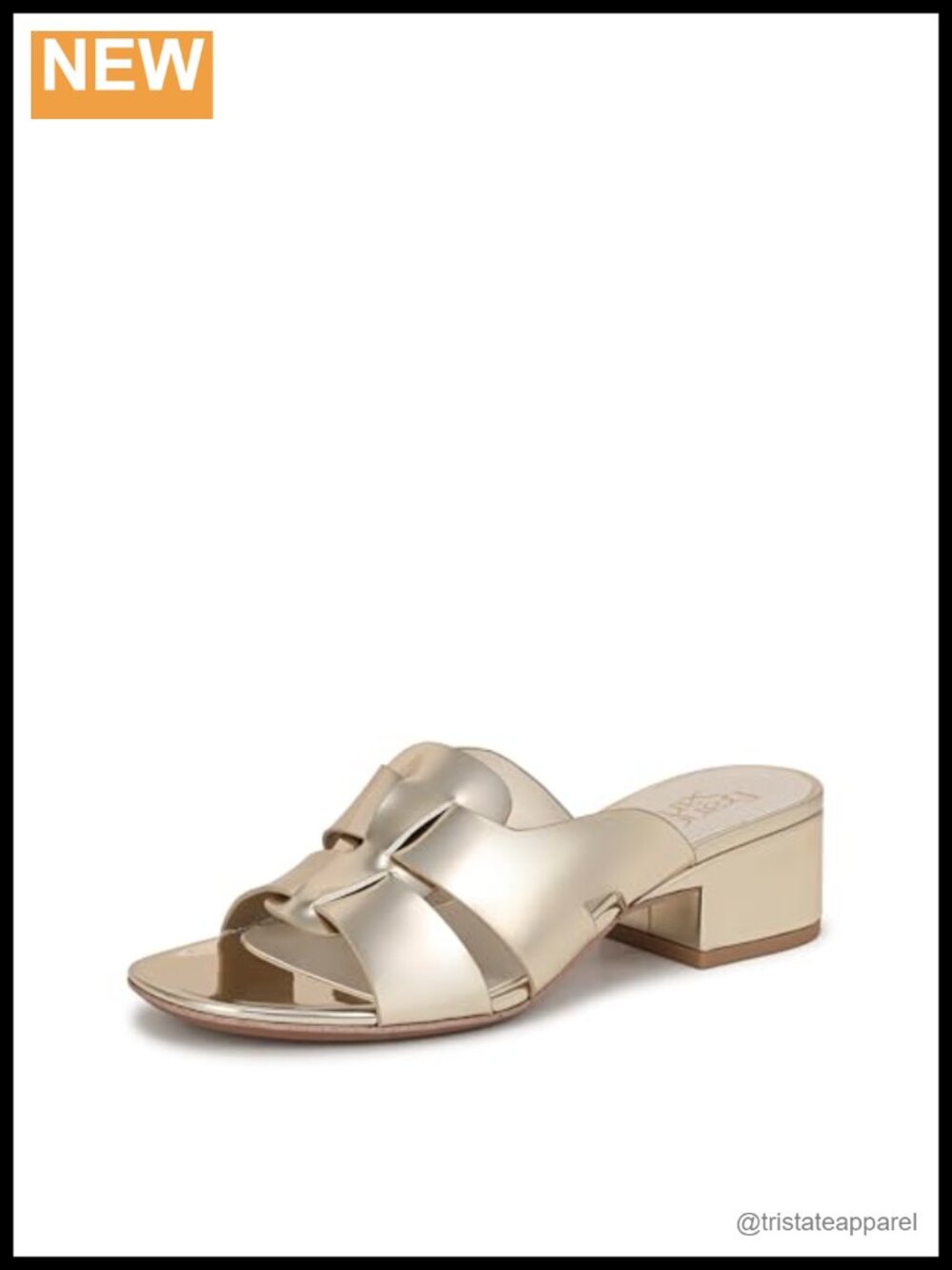 Faux Leather Slip On Block Heel Ankle Strap Sandals